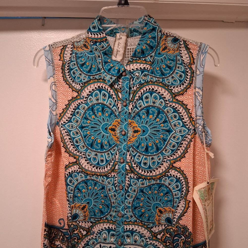Aratta Sleeveless Maxi Duster Dress Lace on back NWT sz S - Picture 3 of 10